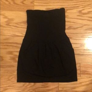 Susana Monaco Black Strapless Tube Pleat Dress